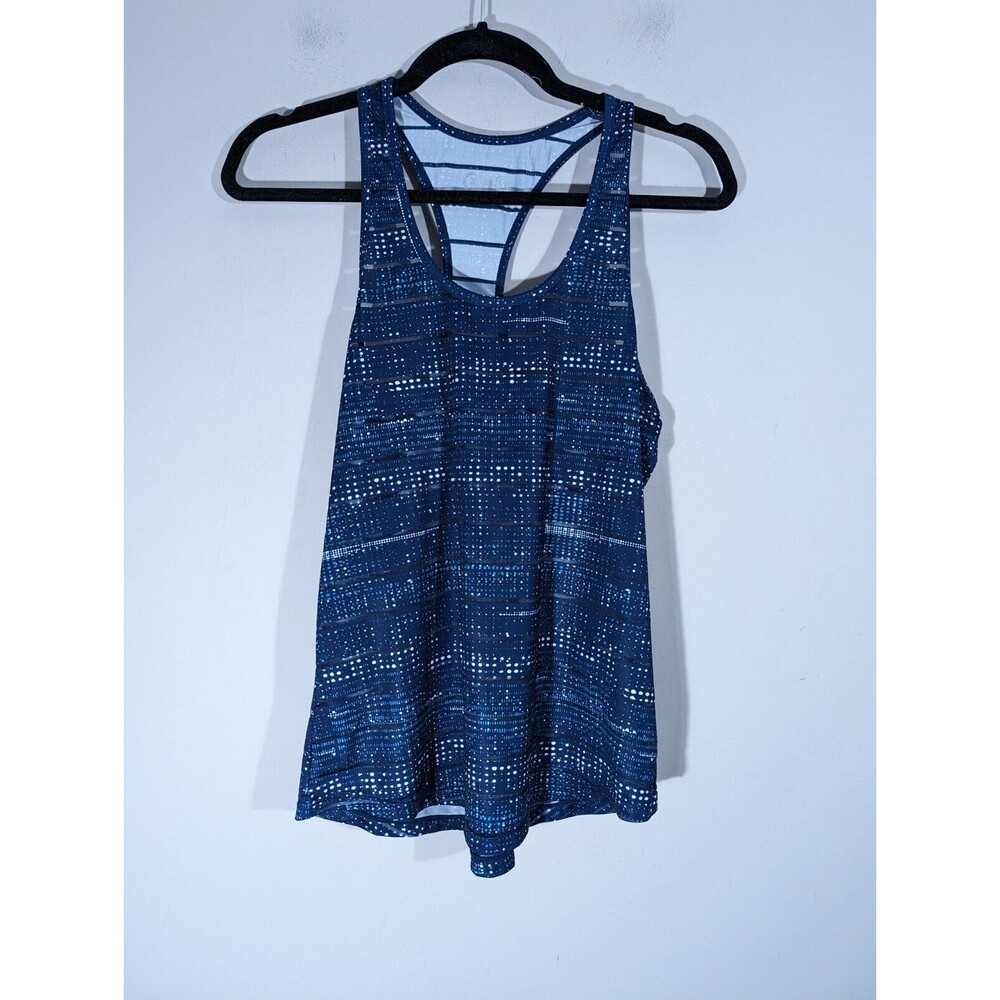 Zyia EUC Active Racerback Tank Top Womens Size Small Teal Striped Polka‎ Dot